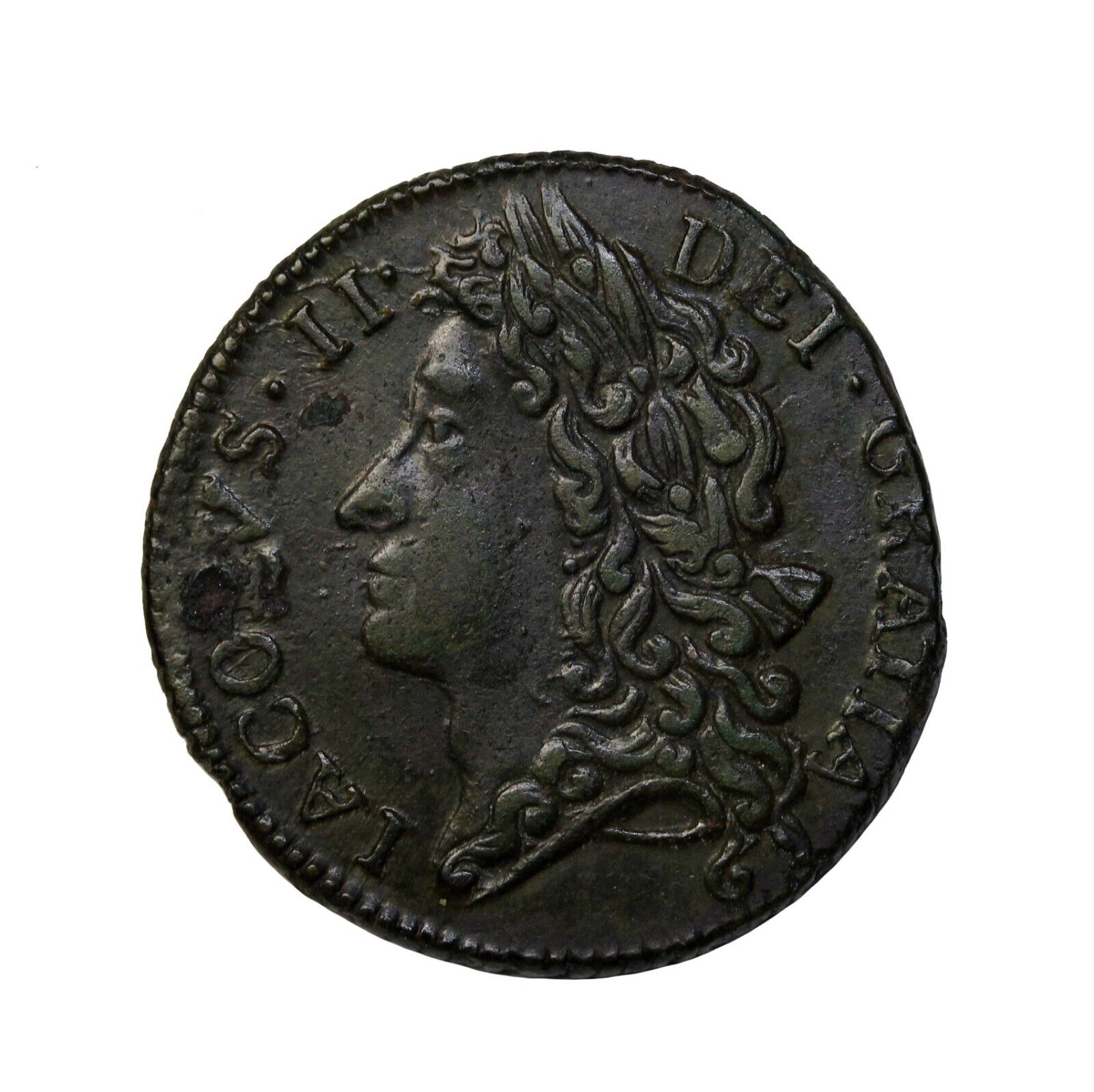Ireland Gun Money Coinage James II 1689 Jan AE Shilling S.6581g